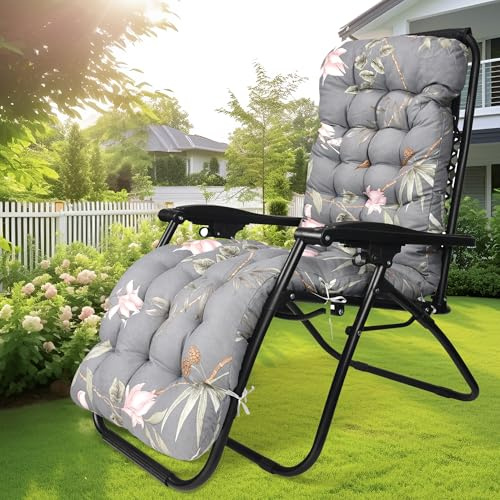 Sun Lounger Cushions Only,Sunlounger Replacement Cushion for Outdoor Furniture with Anti-Slip Ties Top Cover,Sunbed Garden Rocking Recliner Chair Cushion Seat Pads for Beach Porch Patio 170*53*8cm