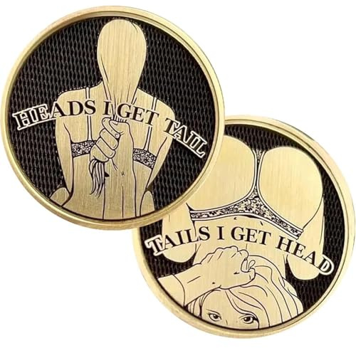 2 pcs Erotische Scherzartikel – Lustige Heads & Tails Münzen mit Doppelter Botschaft – Prank Geschenk für Erwachsene, Paare & Junggesellenabschied – Spaßiges Erotikspiel für Date-Night