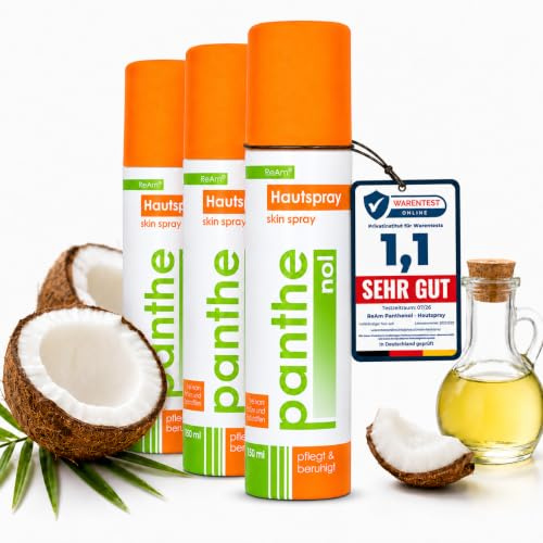 ReAm | 3x Panthenol Hautspray | Für strapazierte und gereizte Haut | Effektive Unterstützung bei Regeneration der Haut | Mit besonders hohen Anteil an hautpflegendem Panthenol (ca. 5%) | 3 x 150ml