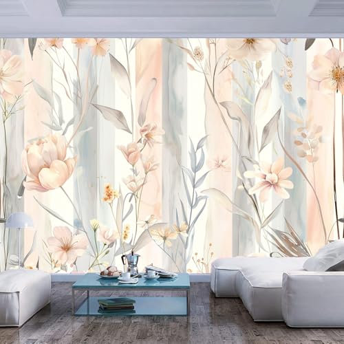 Fototapete 3D Effekt Tapeten Retro Blumenblätter Streifen Tapete Wandbild Bild Tapeten Wandtapete Wandtapete Raumerweiterung