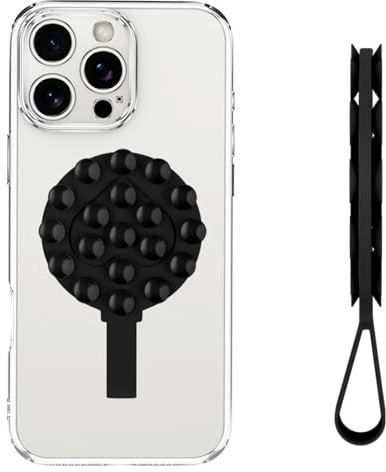 Pnakqil Silikon Saugnapf Handy Doppelseitig, Silikon Saugnäpfe für Handy Multifunktion, Doppelseitiger Anti Rutsch Saugnapf Handyhalterung für Alle Handymodelle Selfies Videos, Schwarz