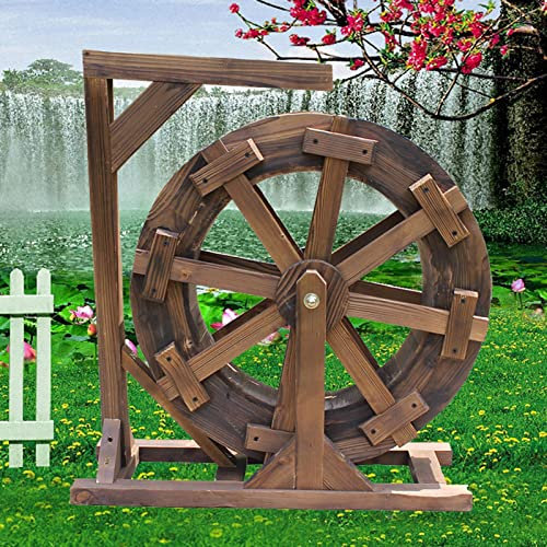 Fuente de madera rústica vintage para jardín al aire libre, patio, decoración de patio, mejora el ambiente con función de cascada natural
