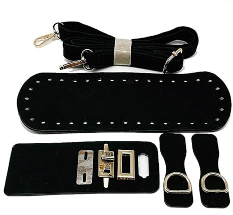 Songelt Bolsa de hombro de piel sintética fácil de montar con agujero preperforado y herrajes para una creación rápida y única, accesorios de costura, Black, One Size