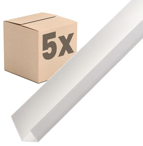 PROTEKTOR 3741 U-Profil PVC, Einfassprofil Gipskarton 12,5cm 200cm 5 Stück Weiß Kantenschutz Trockenbau