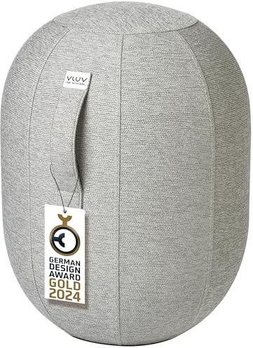 VLUV® KAPSUL STOV Balancekapsel Ergonomisch mit Tragegriff und Umkippschutz Schlanker Sitzball Waschbarer Stoffbezug Balancehocker Schreibtischhocker Wackelhocker Büro - Hellgrau - Größe L