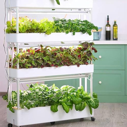 Torre di Coltivazione idroponica Verticale, a Torre idroponica con 90/120 Fori, Kit di Coltivazione aeroponica in PVC per Giardino Intelligente da Interno, Luce di Coltivazione a LED