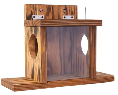 Eichhörnchen Futterstation - Eichhörnchen Futterhaus Wetterfest Aus Holz Mit 2 Eingänge & Sitzplattformen - Eichhörnchens Futterhaus Für Wintergarten Im Freien, Außenbereich Und Hinterhof