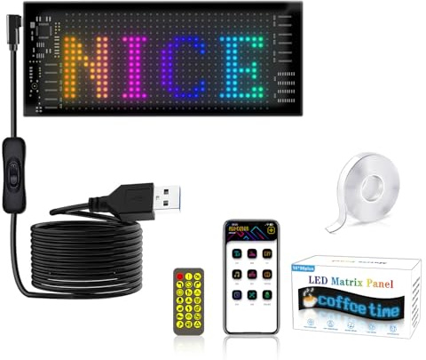 Led Augen für LKW und Auto,17.3x7cm Devil Eyes Lampe,Groß Laufschrift Programmierbares Flexibles Anzeigetafel, Benutzerdefiniertem DIY Bilder Dislplay&Uhrzeiten,Bluetooth