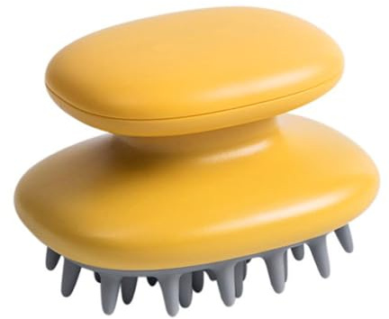 MUCKLILY Handliches Silikon Shampoo Massage Kamm für Kopfhautreinigung und Haarstyling Tragbar Tiefenreinigend Langlebig Gelb Geeignet für Tägliche Haarpflege und Entspannende