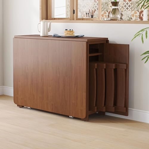AYHARYLH Klappbarer Esstisch Mit Stühlen Für 4 Personen, Klappbares Esstischset, Platzsparende Ausziehbare Klapptische, Für Küche, Esszimmer, Wohnzimmer, Restaurant(Brown,120 * 80 * 75cm)