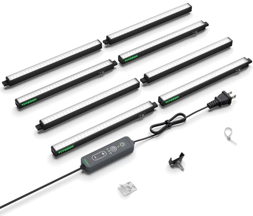 VIVOSUN T5 LED växtlampa 30 cm 5000 K fullspektrum, 56 W, set om 8 | Växtlampa med timer och dimmer, 8 x 7 W, för odlingstält, odling, hydroponik och inomhusväxter, SGS-kompatibel
