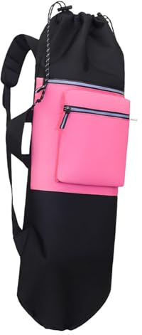 Milageto Zaino per Skateboard con Chiusura a Coulisse, Borsa Versatile Impermeabile, Borsa per Skateboard, Custodia per Longboard per Viaggi all'aperto, Nero E Rosa Rossa