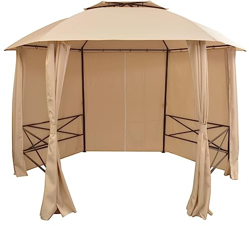 Générique Chapiteau Tente de Jardin avec Rideaux Hexagonal 360 x 265 cm,Vie en extérieur,Structures extérieures,Auvents & abris,43166