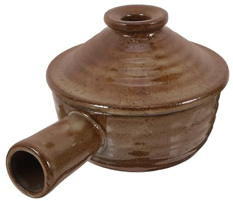 BESTonZON Cacerola de Barro para Estofado con Tapa, Olla Doméstica Pequeña para Sopa Caliente, Resistente a Altas Temperaturas, Apta para Microondas y Cocina Casera, Práctica y Saludable