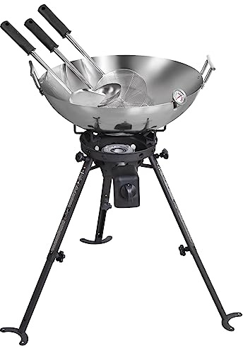 Complete Outdoor Wok Set - High Power Burner with Carbon Steel Wok (45cm)