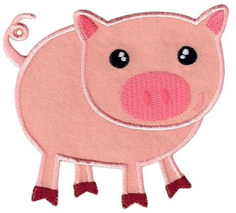 PatchMommy Schwein Aufnäher zum Aufbügeln für Kinder, 7,5 x 9 cm | Gesticktes Bügelbild, Patch & Applikation für Baby- und Kinderkleidung & Rucksäcke – zum Aufbügeln oder Aufnähen