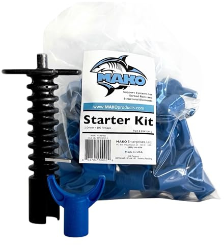 MAKO® Starter Kit Concrete Screed Support System – 50 FinCap® Screed Chairs + MAKO® Driver Installation Tool – Fast One-Person Setup for Slab-on-Grade Construction – Made in USA