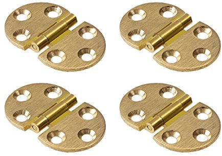 Gedotec Klappenscharnier Truhe - Kisten & Schrank Klappenbeschlag VARIO für Holzklappen | Messing matt | Öffnungswinkel 270° | Scharnier zum Schrauben | 4 Stück - Möbelscharnier für Klappen & Barfach