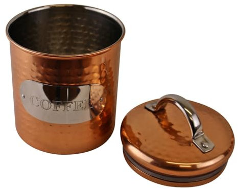 Hammered Copper Metal Kitchen Food Storage Tin Canister Pot (Tea Coffee Sugar Set)