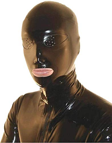 MFMYEE Latexhaube, Gummi-BDSM-Fetisch-Bondage-Maske – Halloween-Maske, Cosplay-Haube aus Latex mit Schmetterlingsgewebe