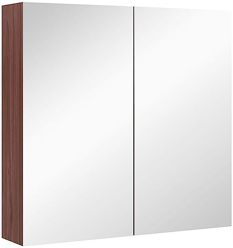 kleankin Double Door Bathroom Mirror Cabinet, Wall Mounted Bathroom Storage Cabinet, Soft Closing, 63L x 60Hcm