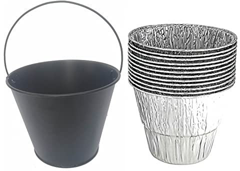 Firsgrill Drip Tray Grease Bucket & Liners for Camp Chef, Treager，Pit boss etc Pullet Grill (12, Black)