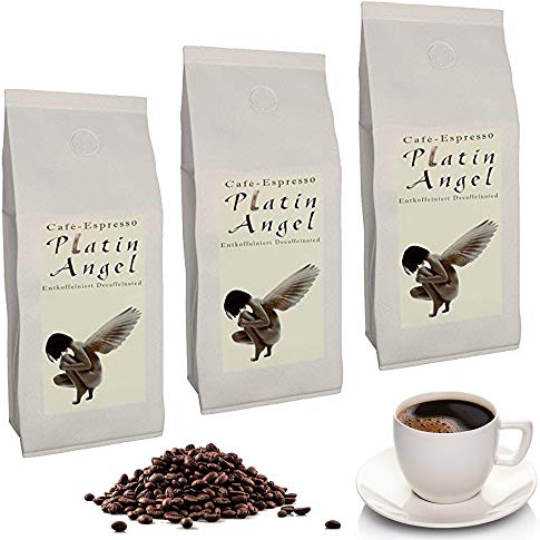 C&T Platin Angel Espresso Decaf 3 x 1000 g ganze Kaffeebohnen - der Entkoffeinierte - koffeinfreier Spitzenkaffee aus unserer beliebten Espresso Angel Serie