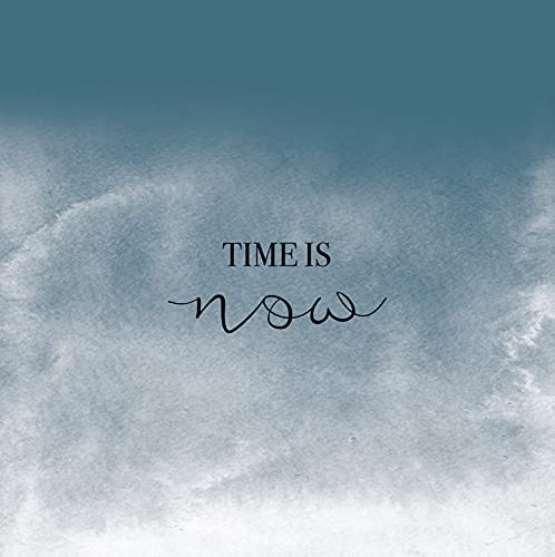 Rasch Tapeten 100891 100891 - Carta da parati con citazione motivante Time is now su sfondo blu effetto acquerello della collezione Young Artists, 2,80 x 2,79 m (L x l)