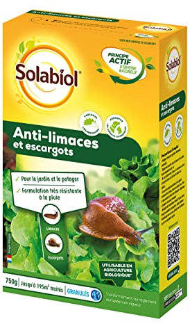 Solabiol Anti-Limaces & Escargots - 750g - Granulés - Résistant À La Pluie - Prêt À l'emploi - Utilisable en Agriculture Biologique SOLIMA750N