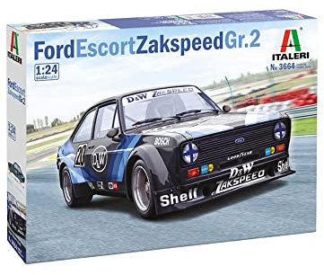 Italeri 3664S - 1:24 Ford Escort Zakspeed Gr.2 D&W Bausatz, Standmodellbau, Basteln, Hobby, Kleben, Plastikbausatz, detailgetreu Blau, IT3664, Mehrfarbig, Mittel