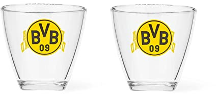 Borussia Dortmund Unisex – Erwachsene Bvb Wassergläser 2er Set Wassergl ser, Schwarz, Einheitsgröße EU