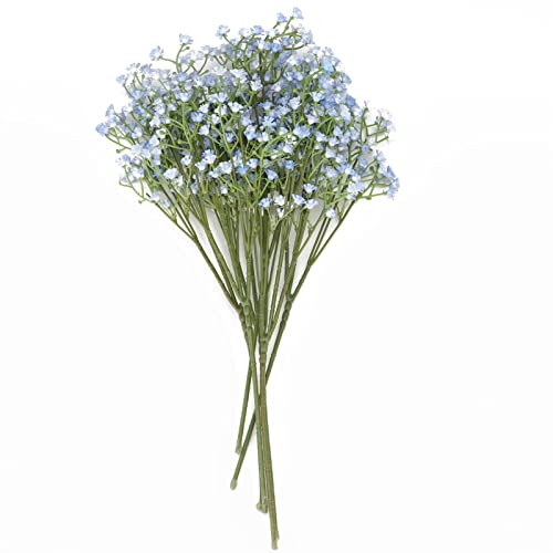 LGEGE Artificial Baby's Breath Flowers Bouquets - 6 Pcs Light Blue Babies Breath Gypsophila Flower Bulk, Fake But Real Touch Perfect for Wedding Decoration DIY Wreath Floral Arrangement