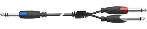 QUIK LOK -SX/4-2,5K Cavo Jack Stereo 6,3 mm a 2 Jack Mono 6,3 mm Serie STRIX, Lunghezza 2,5 m, Colore Nero