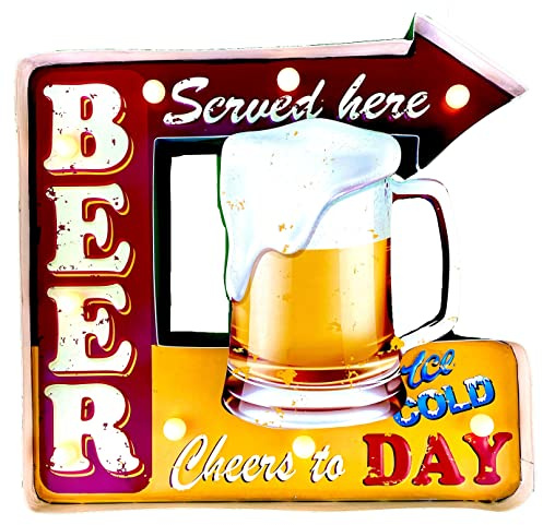DiiliHiiri American Retro-Schild, LED, für Pub und Restaurant, Dekoration, Vintage-Schild, 42 x 41 x 5 cm (9094)