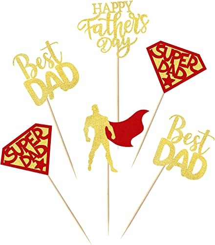 Confetti! 24 Pieces Happy Father's Day Cupcake Toppers Best Dad Ever Super Dad Thank You Dad Dad is My Hero Fathers Day Cupcake Picks Father's Day Cupcake Decorations Dad's Day Party Supplies