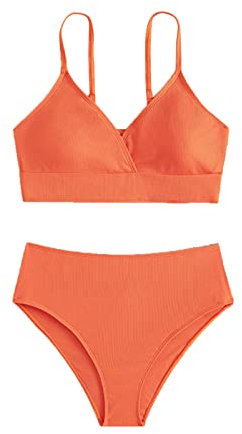 Fulidngzg Bikini Teenager Mädchen 14 Jahre Zweiteilige mit Triangel Bikinihose Set Bedruckte Sportlich Badeanzug Rüschen Push Up Shorts Badeanzüge Tankini Bikinioberteil für 2-14