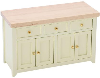 ANKROYU 1:12 Puppenhaus Schrank, Puppenhaus Möbel für Küche & Aufbewahrung, Birke Wohnzimmer Aufbewahrungsschrank in Cremefarben für Puppenhaus-Dekoration und Organisation