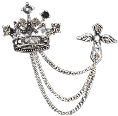 Brosche Anstecknadel Engelsflügel Kreuz Krone Brosche Anstecknadel Herren Windjacke Anzug Boutonniere Abzeichen Broschen for Männer Frauen Broches Kette Quaste Abzeichen