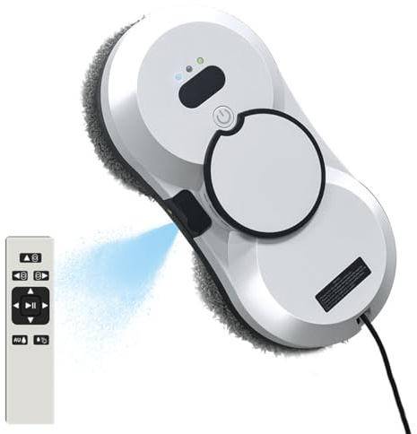 BOLUOYI Window Cleaner Robot with Ultrasonic 5600PA Auto Water Glass Cleaning Automatic Smart Robot Cleaner, Remote Control Window Vacuum Cleaner with Control Windows/Tiles/Class Door Indoor Outdoor