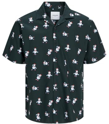 JACK&JONES Herren JJXMAS AOP Shirt SS Freizeithemd, Scarab, L