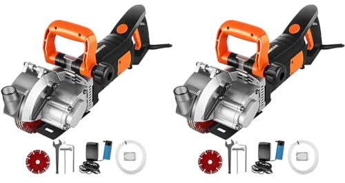 BuoQua Mauernutfräse Wandfräse 5000 U/min Wand Chaser Maschine 4800Watt Wand Groove Schneidemaschine Stoßmaschine 42mm für Ziegel Granit Marmor Beton Cutter Notcher Groover mit 5 x Sägeblätter