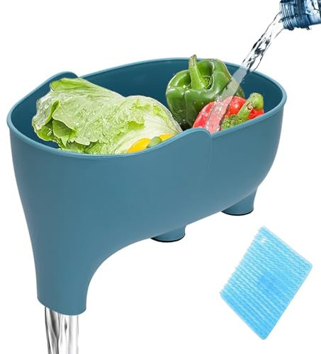 MEGYAD Abtropfkorb Küchensieb Sieb Küche: Spülbecken Organizer mit Spülbürste, Elephant Abtropfgestell Küchenspüle Abtropfkorb zum Waschen von Lebensmitteln Gemüse Obst
