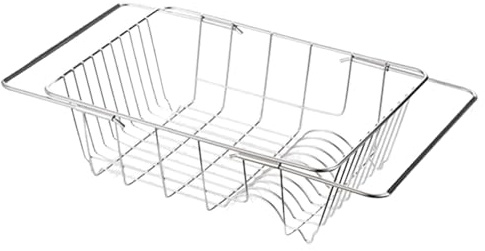 Cesta de drenaje telescópica - Rejilla de drenaje telescópica para fregadero, Rejilla para platos | Escurridor de platos extensible sobre fregadero, escurridor de platos de acero inoxidable de gran ca