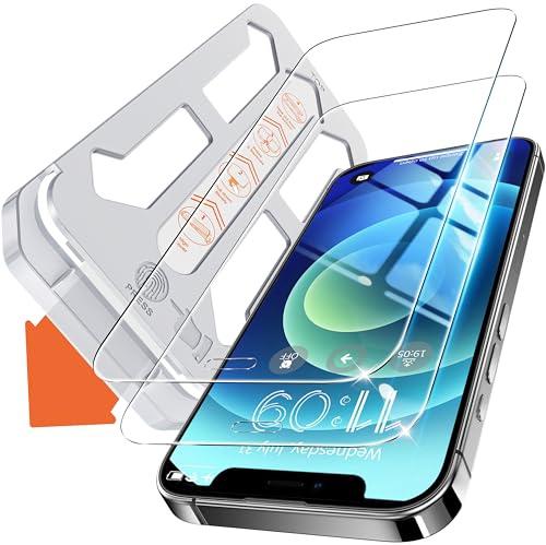 Tentoki 2 Stück für iPhone 12/12 Pro Panzerglas Schutzfolie Glas | 9H Härte Full Screen Folie, Stoßfest Kratzfest Blasenfreie, Auto Dust-Elimination, Kompatibel mit Hülle, HD Klar, 6,1 Zoll