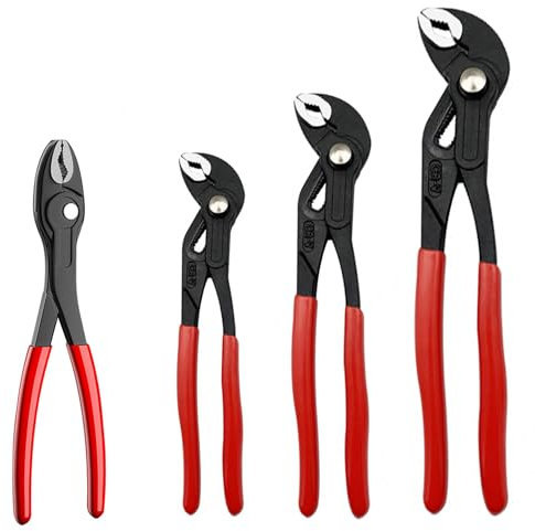 3-delad spårfogad tång, justerbar vattenpump tång, v-käke tunga och spårtång, 17,8 cm, 25,4 cm, 30,5 cm
