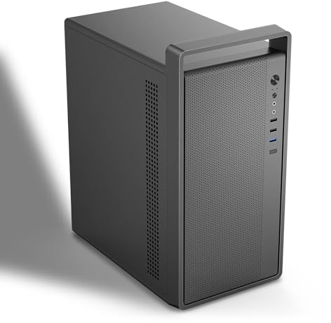 Micro-ATX PC Case with Handle | 0.7mm Steel Portable PC Case Fits max 260mm GPU & ATX PSU | Pre-Installed 120mm *1 Rear Fan | mini Tower Desktop Chassis for MATX/ITX, Black-M5