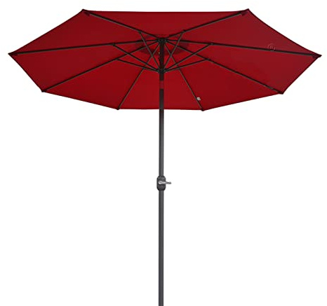 Garden parasols Round Patio Umbrella with Tilt Function, Outdoor Garden Sun Parasol, Wine Red, Dark Green, Beige, Khaki, D2.7M*H2.5M, for Balcony, Tables, Gardens, Patios, Decking, Umbrellas Sunscreen