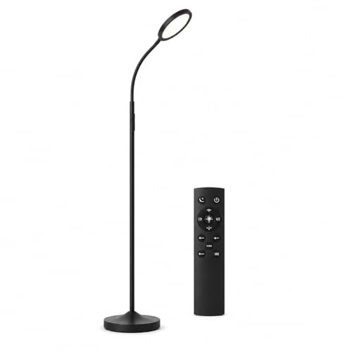 BURAKH LED Floor Lamp Standing Dimmable Super Bright with Remote Control – Adjustable Reading Light, 3 Colour Temperatures, Modern Tall LED Task Lamp for Living Room Bedroom Office