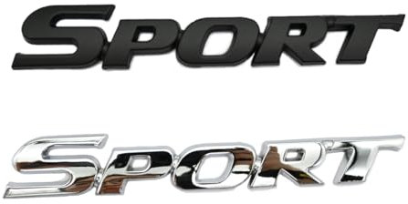 Emblème Sport en Alliage, Lot de 2 3D en métal SPORT décalcomanies d'insigne de Logo de Coffre arrière d'aile latérale de Voiture, Autocollants SPORT pour voiture, décoration de voiture pour coffre