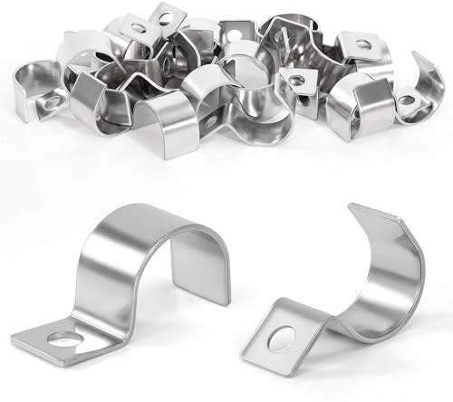 Yesaler Abrazadera para Tubos en U Cable Clips de Acero Inoxidable 20mm Grapas para Cables Pared para Cables Alambres 25 Piezas